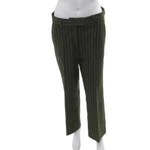 Ottod Ame Unisex Green Striped Dress Pants Cotton Wool Polyamide Acrylic Size 4